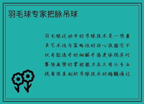 羽毛球专家把脉吊球